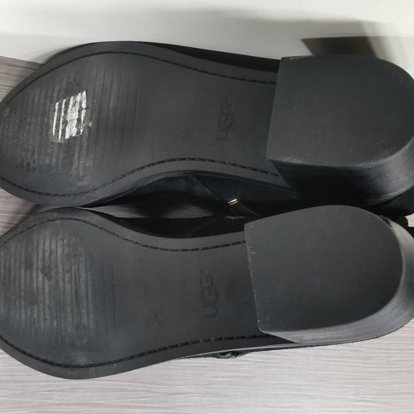 UGG Fraise Whipstitch Bow Ankle Bootie, Black Suede, Womens Size 11 / 42 - Picture 11 of 13